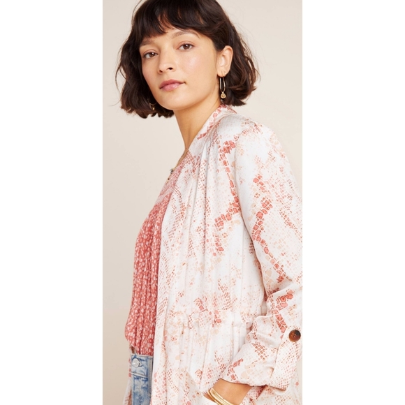 Anthropologie Heather Snake Print Trench Coat M - Picture 4 of 15